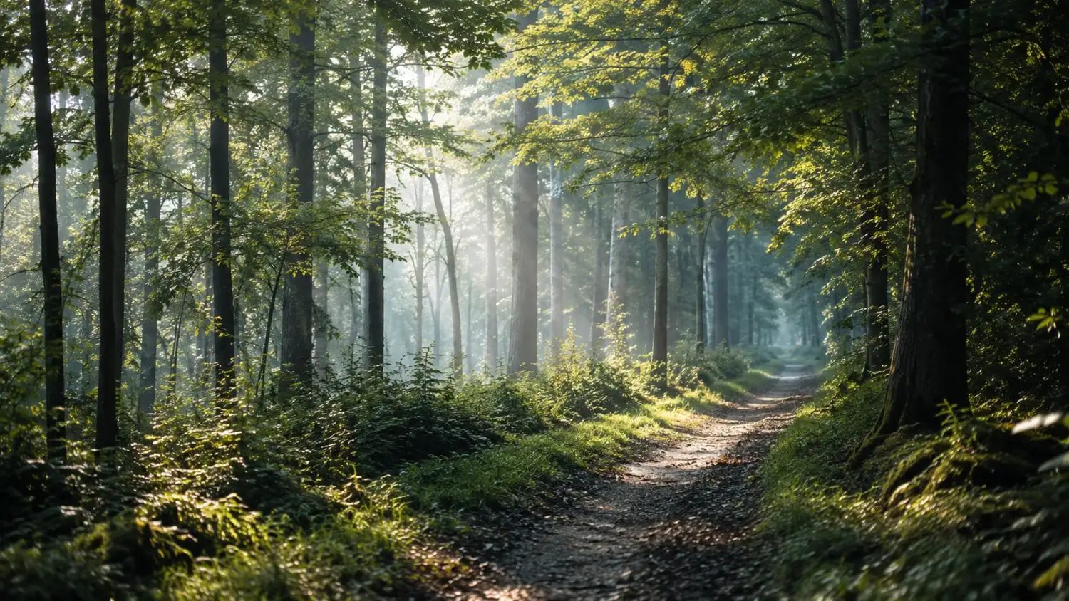 Waldweg im Sonnenlicht – Prämien für einen guten Zweck